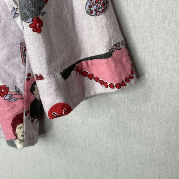 Nick & Nora I Love Lucy Pajama Top Womens Size Medium Flannel Purple Hearts - Picture 6 of 12